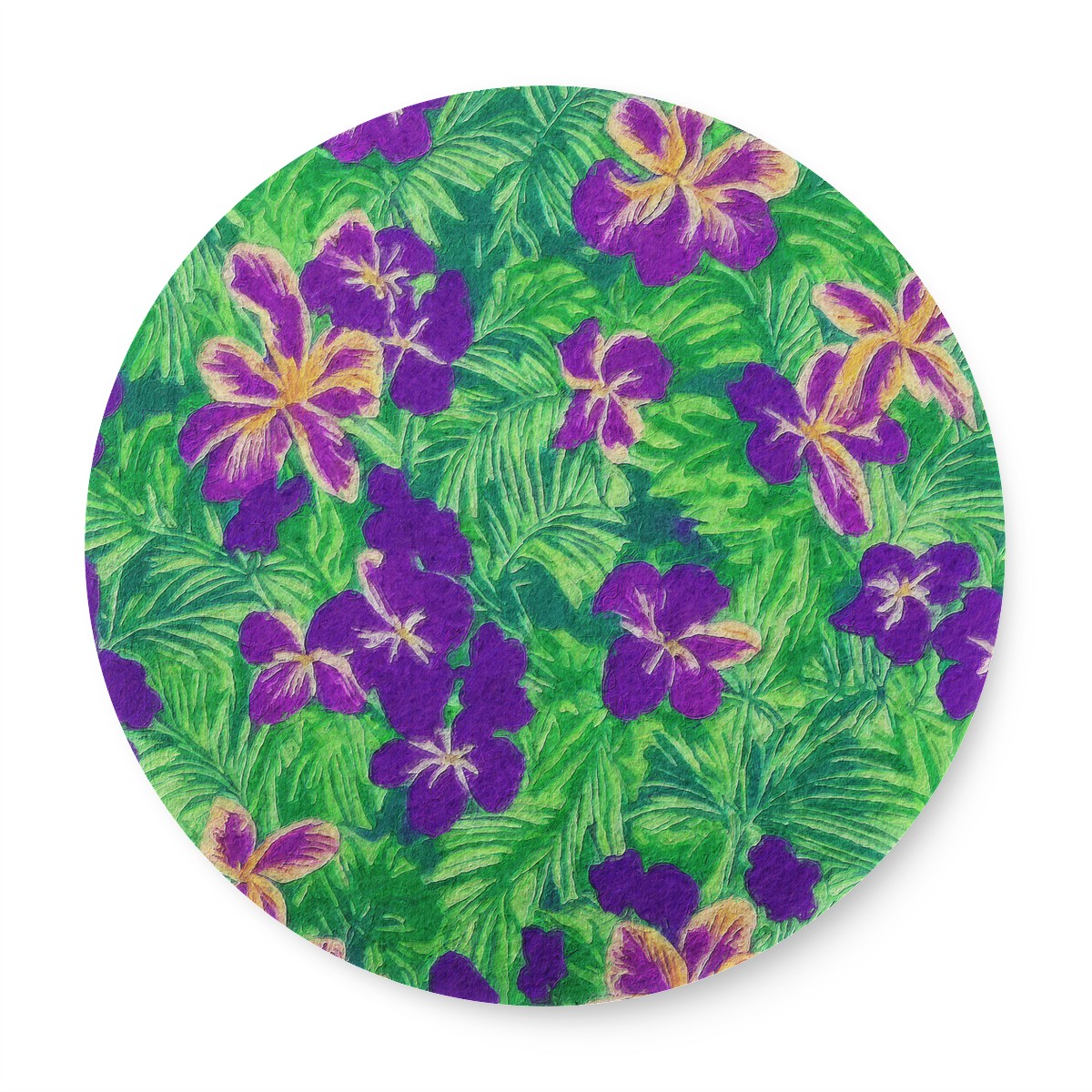 Blue Flag Iris on Green 6 Pieces Cup Mats Set - Luxtrini, LLC