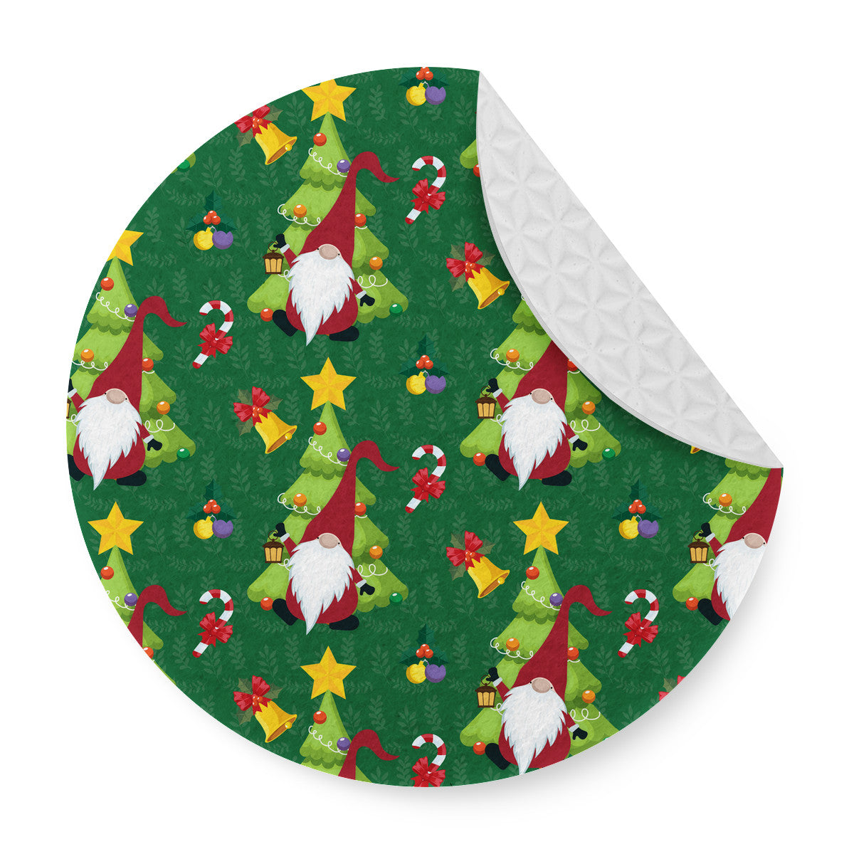 6 Pieces Cup Mats Set - Coasters - Green Christmas Gnome