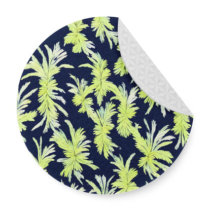 Puakenikeni - Lime Green and Black 6 Pieces Cup Mats Set - Luxtrini, LLC