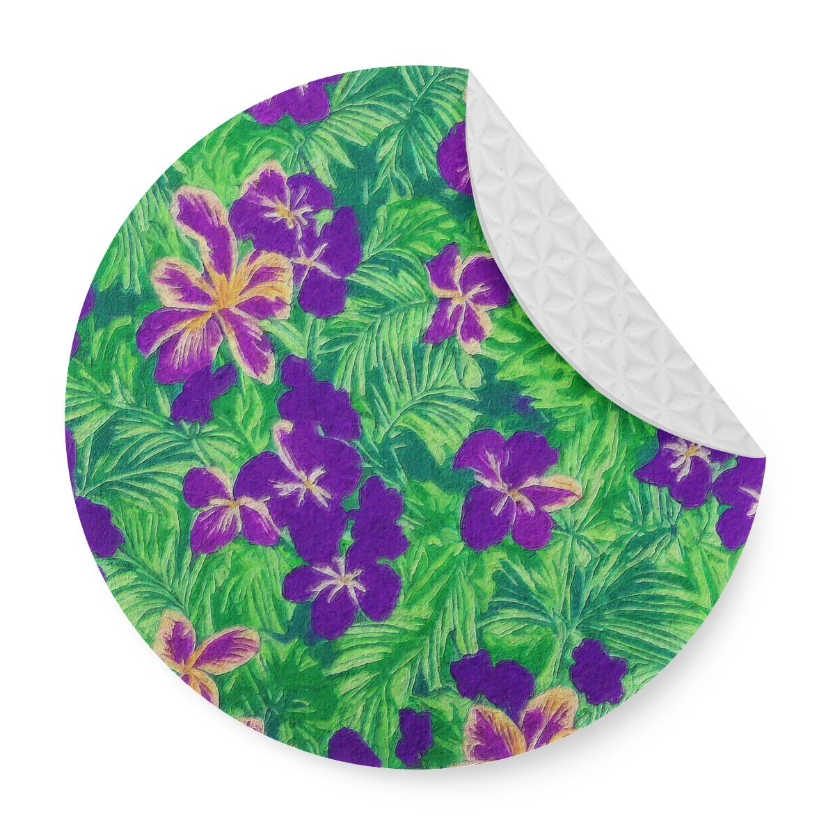 Blue Flag Iris on Green 6 Pieces Cup Mats Set - Luxtrini, LLC