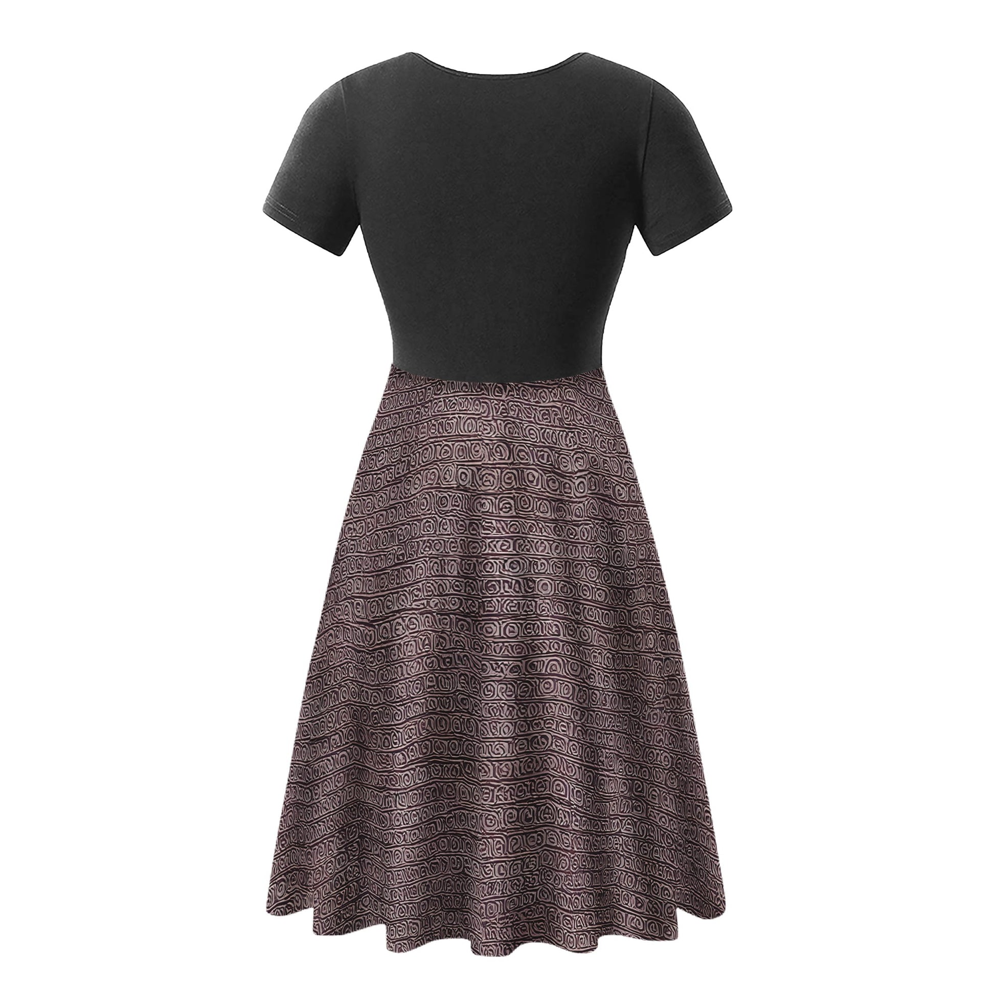 African | Ethnic | Mudcloth | V-Neck Black V-Neck Women Ruffle Bottom Dress