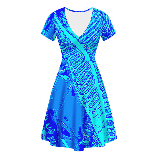 Vibrant Blue | Croton | Women | V-Neck | Ruffle Bottom Dress