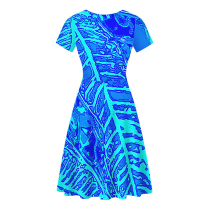 Vibrant Blue | Croton | Women | V-Neck | Ruffle Bottom Dress