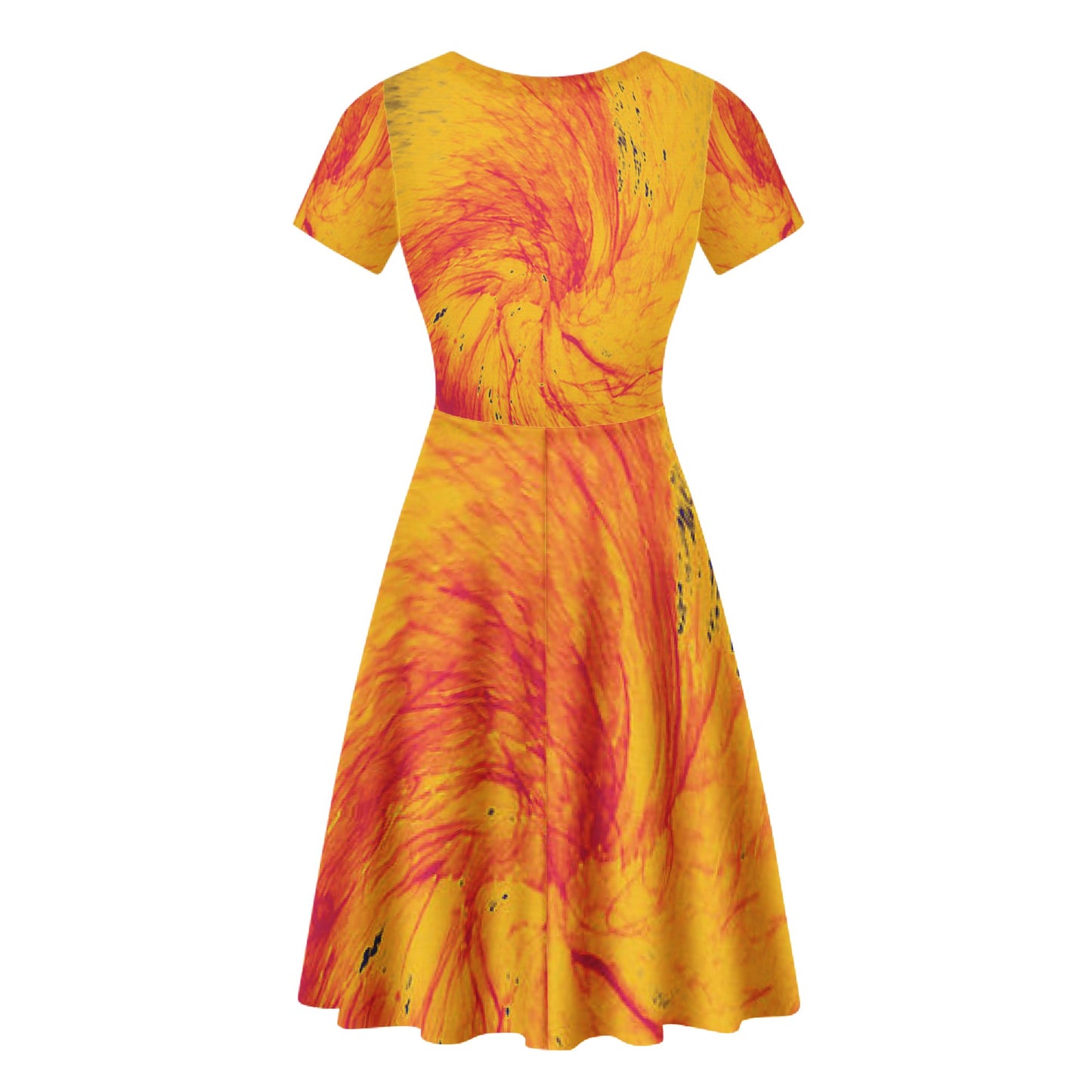 Pele's Fire Women's V-Neck Women Ruffle Bottom Dress - Embrace Your Inner Volcano Goddess