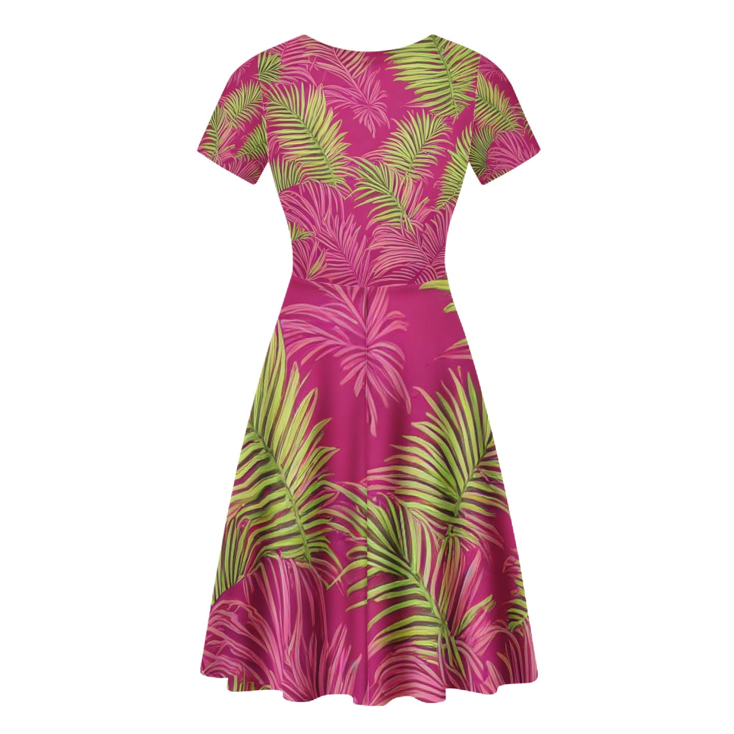 Tropical | V-Neck Women Ruffle Bottom Dress