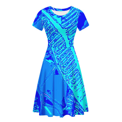 Vibrant Blue Croton Women Scoop Neck Ruffle Dress