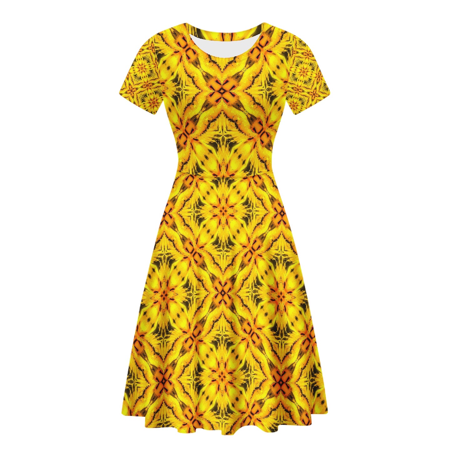 Yellow Toghu: Cameroon Women Scoop Neck Ruffle Dress