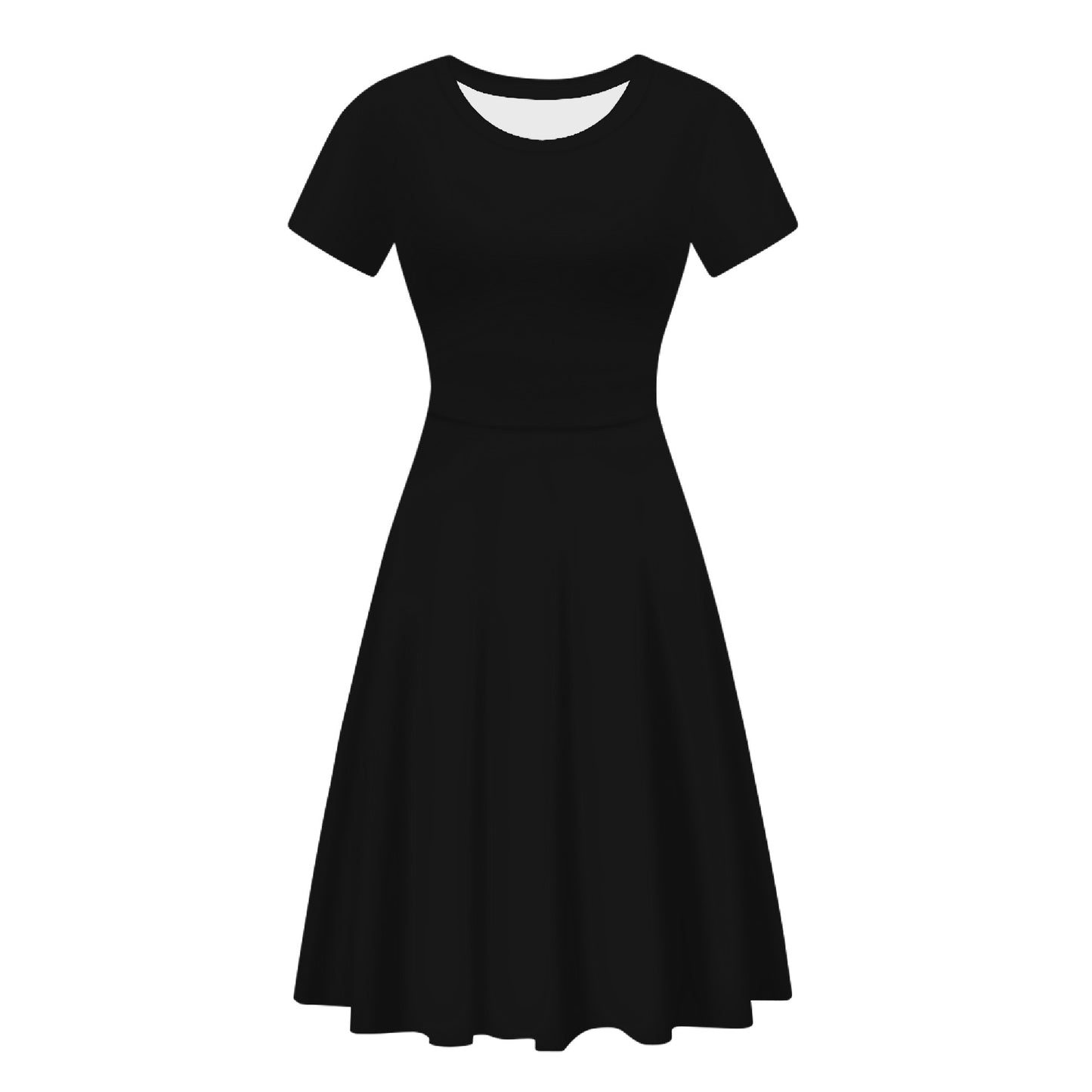 Black Women Scoop Neck Ruffle Dress