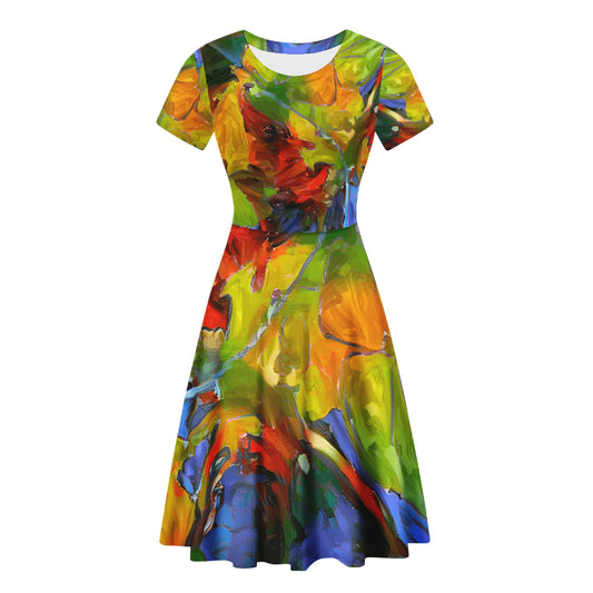 Petunia Flower Women Scoop Neck Ruffle Dress