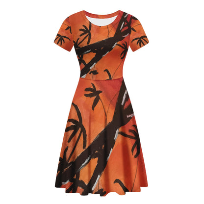 Bamboo at Sunset Women Scoop Neck Ruffle Dress