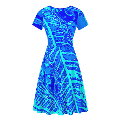 Vibrant Blue Croton Women Scoop Neck Ruffle Dress