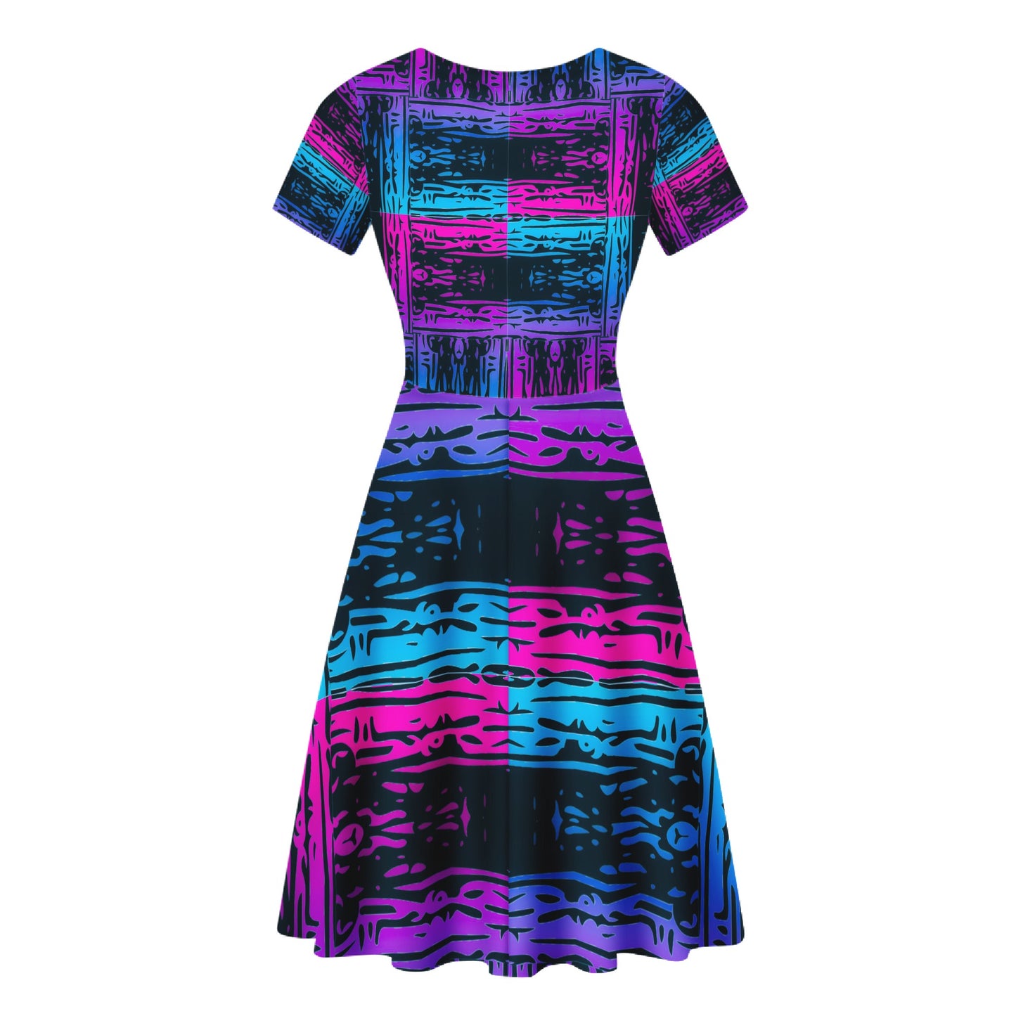 San Marcos Plaid Blue and Purple Women Scoop Neck Ruffle Dress