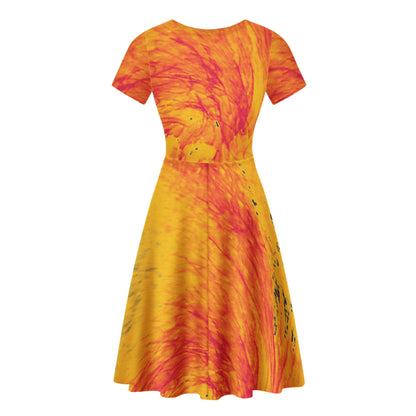 Pele's Fire Women Scoop Neck Ruffle Dress