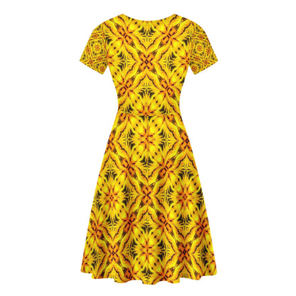 Yellow Toghu: Cameroon Women Scoop Neck Ruffle Dress