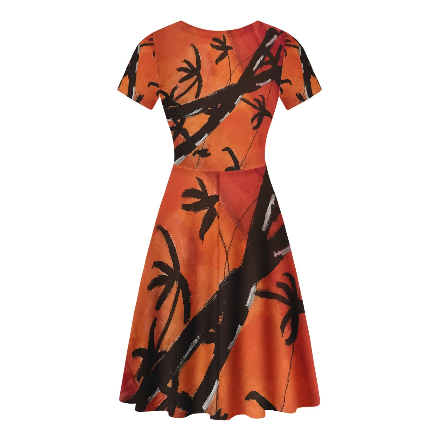 Bamboo at Sunset Women Scoop Neck Ruffle Dress