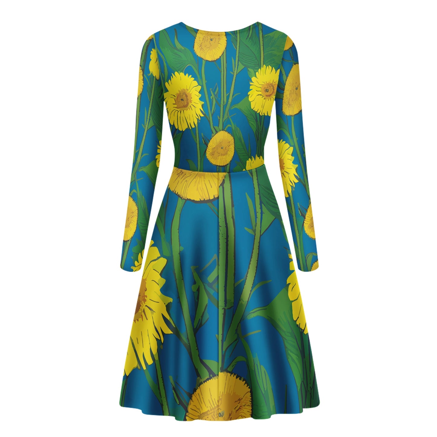 Sunflower Women V-Neck Long Sleeve Ruffle Dress