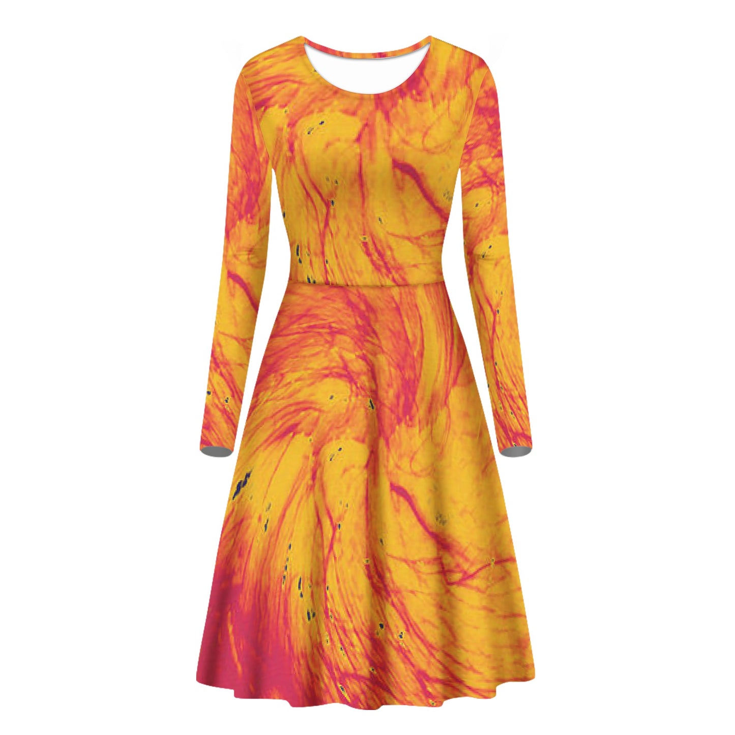 Pele's Fire Women Scoop Neck Long Sleeve Ruffle Dress Women