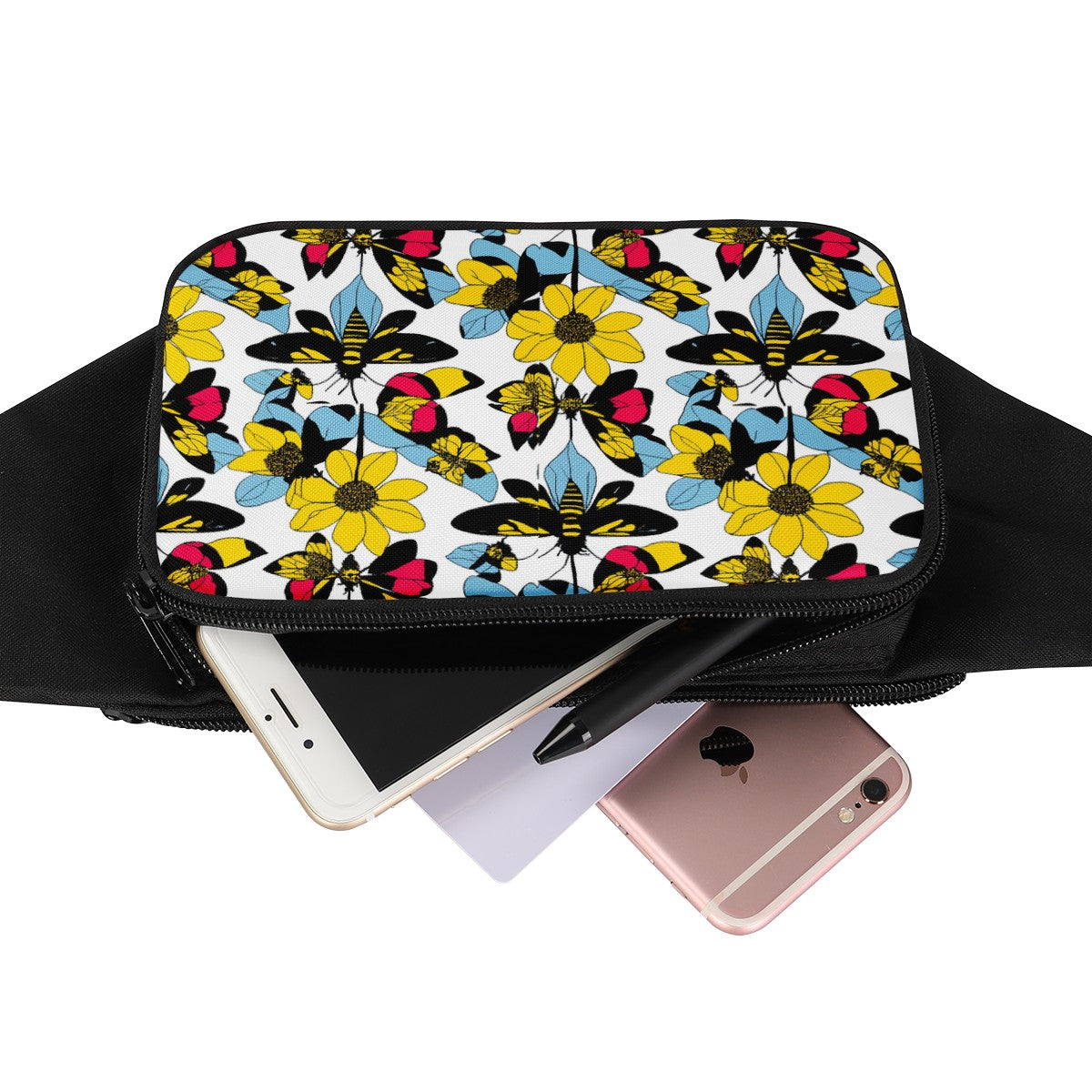 Luxtrini Bees and Sunflowers Waist Bag: Experience Nature's Buzz and Beauty!