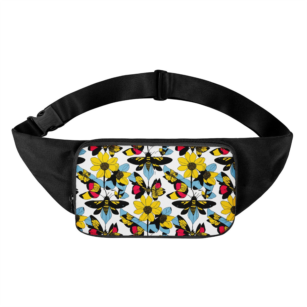 Luxtrini Bees and Sunflowers Waist Bag: Experience Nature's Buzz and Beauty!