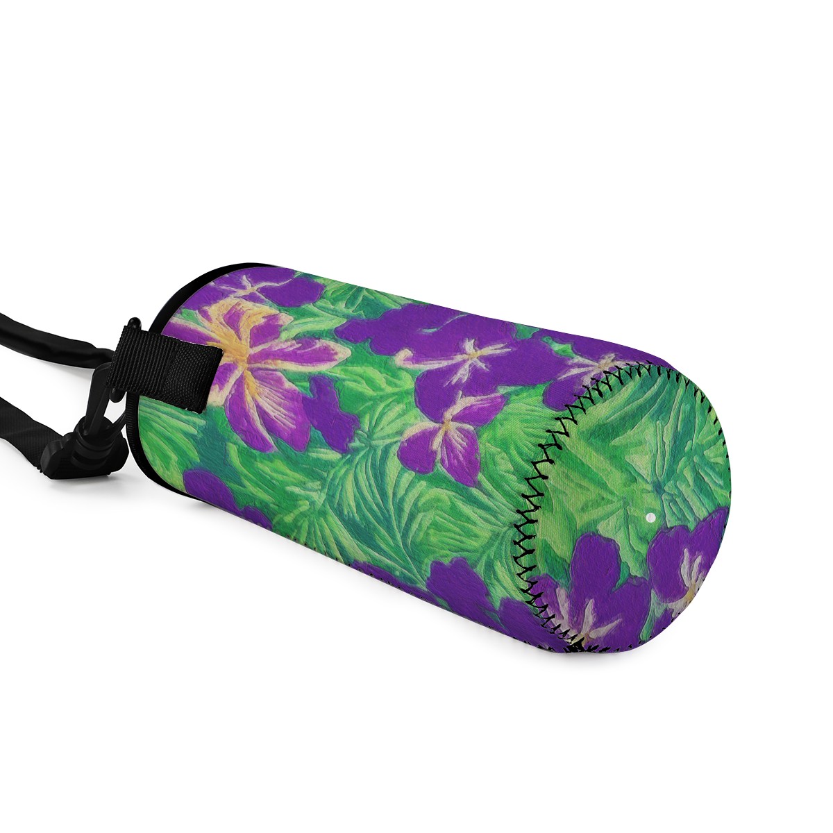 Blue Flag Iris on Green S Water Bottle Carrier Bag - Luxtrini, LLC