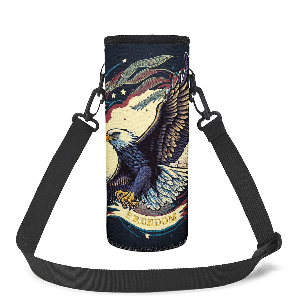 Freedom Flyer: Celebrating the Bald Eagle as a Symbol of Freedom and Strength in the USA Large Water Bottle Carrier Bag