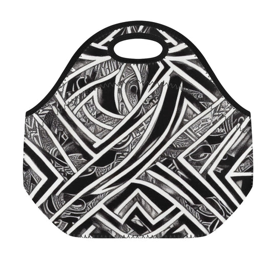 Black and White Polynesian Neoprene Lunch Bags