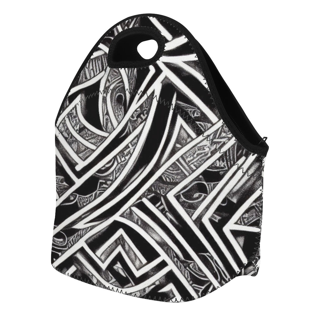 Black and White Polynesian Neoprene Lunch Bags