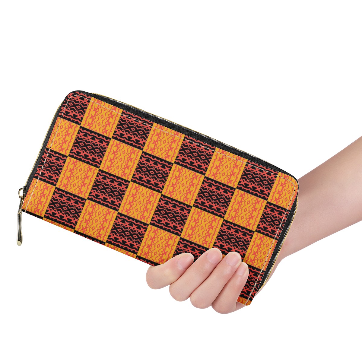 Black and Orange Tribal Design - Business L Zipper Purse Women ONESIZE