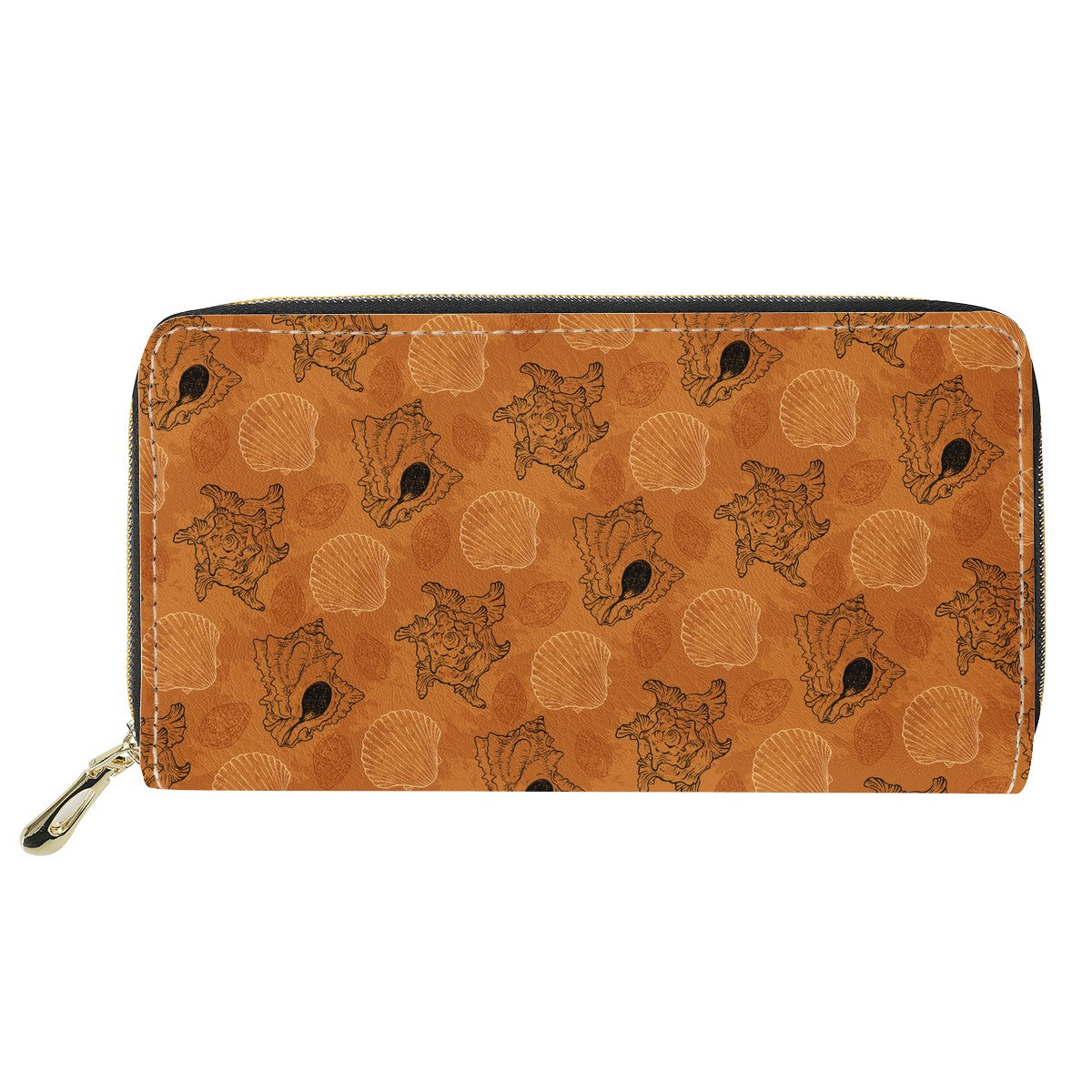 Sea Shell Ocean Design in Orange L Zipper Purse