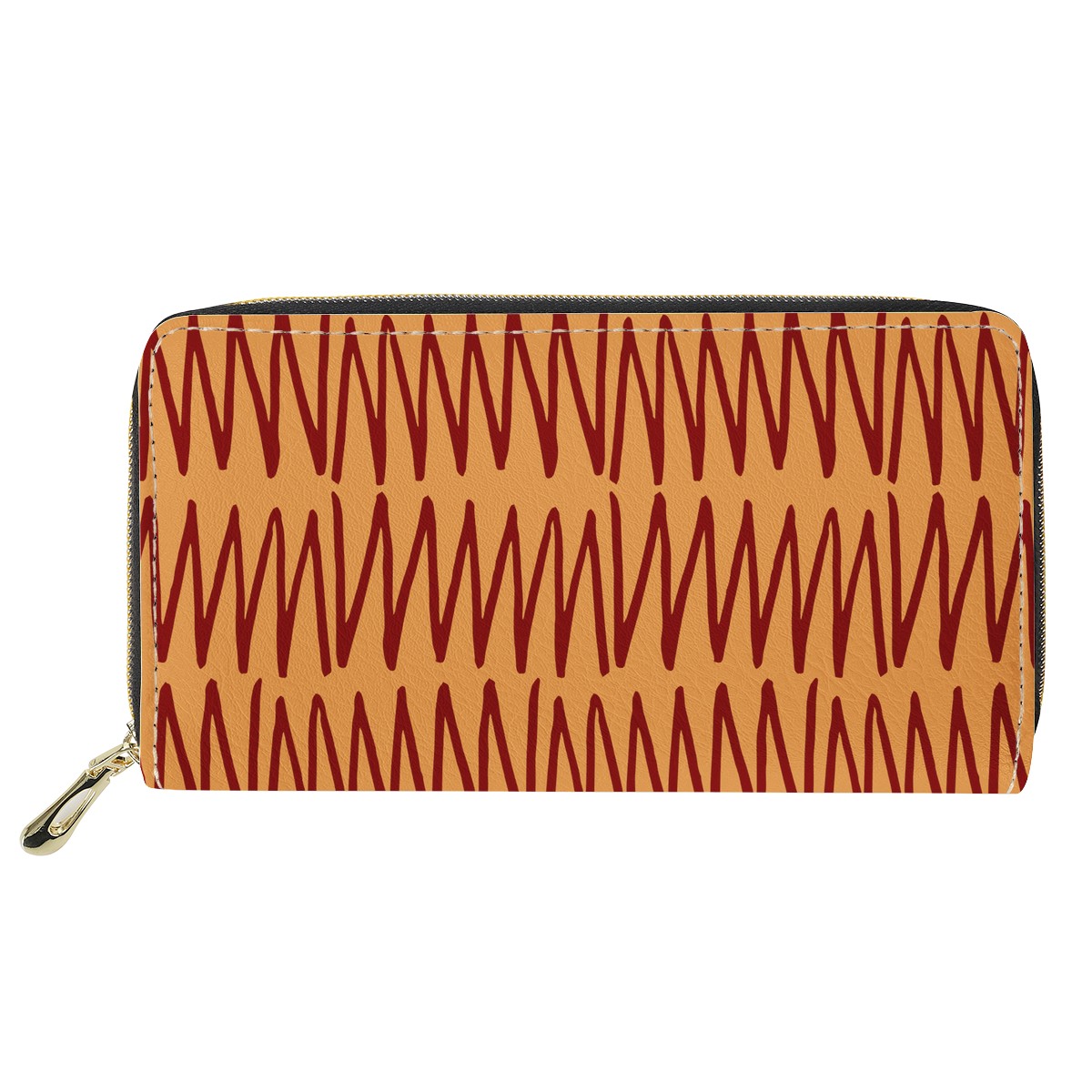 Handmade African Mudcloth Orange L Zipper Purse - Ethnic and Stylish Women's Clutch