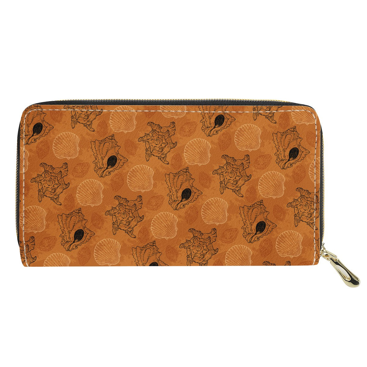 Sea Shell Ocean Design in Orange L Zipper Purse