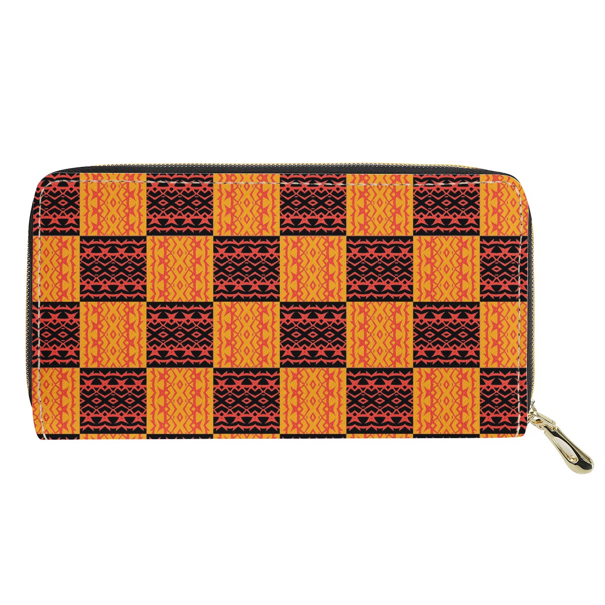 Black and Orange Tribal Design - Business L Zipper Purse