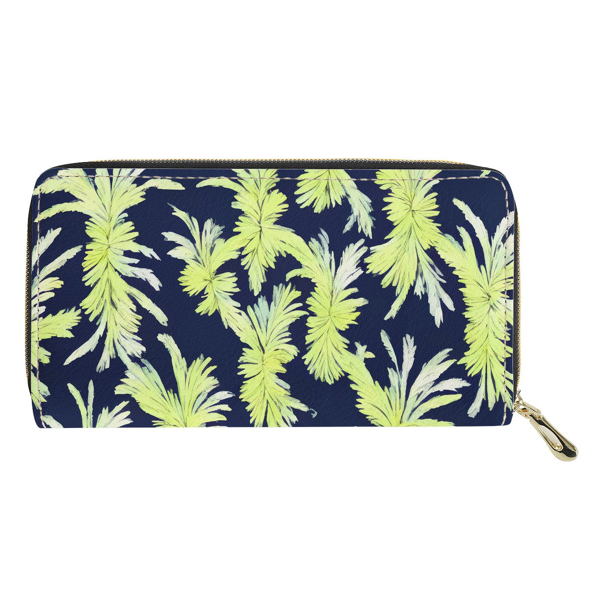 Palm Fronds - Lime Green and Black L Zipper Purse - Stylish and Functional Women's Clutch