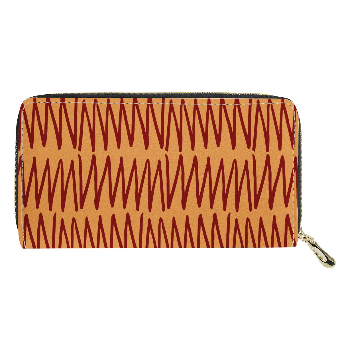 Handmade African Mudcloth Orange L Zipper Purse - Ethnic and Stylish Women's Clutch