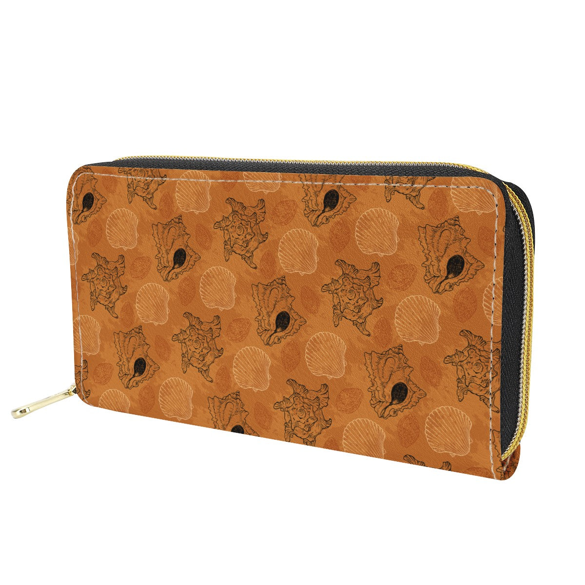 Sea Shell Ocean Design in Orange L Zipper Purse