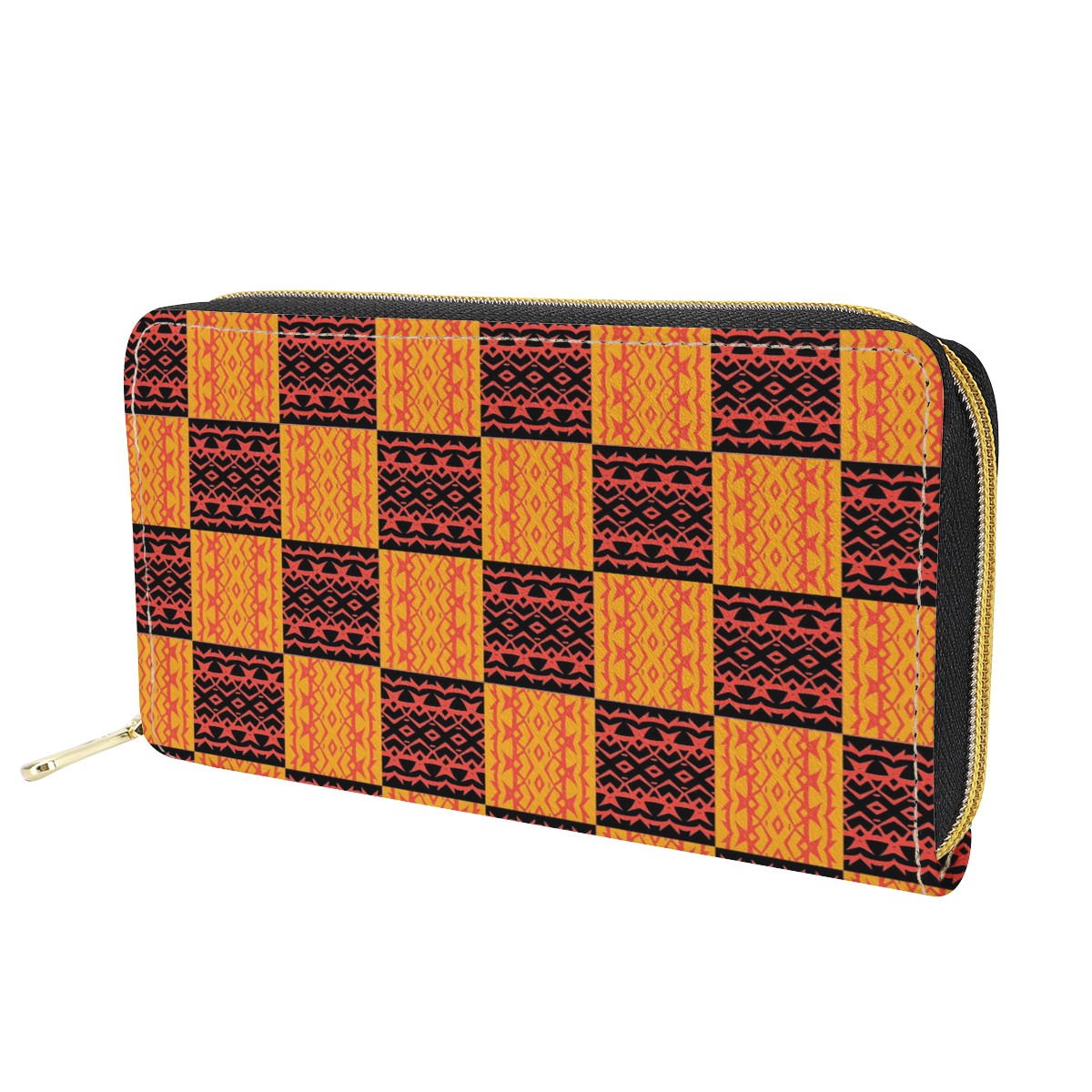Black and Orange Tribal Design - Business L Zipper Purse