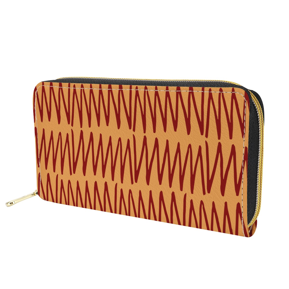 Handmade African Mudcloth Orange L Zipper Purse - Ethnic and Stylish Women's Clutch