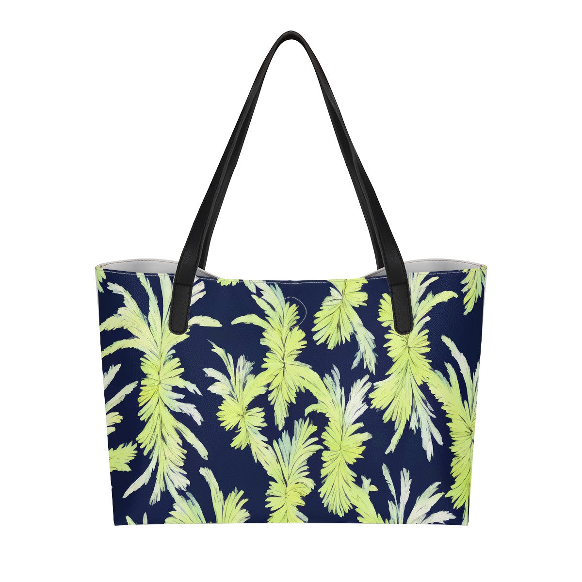 Puakenikeni - Lime Green and Black Shopping Tote Bag - Luxtrini, LLC