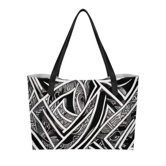 Black and White Polynesian Shopping Tote Bag