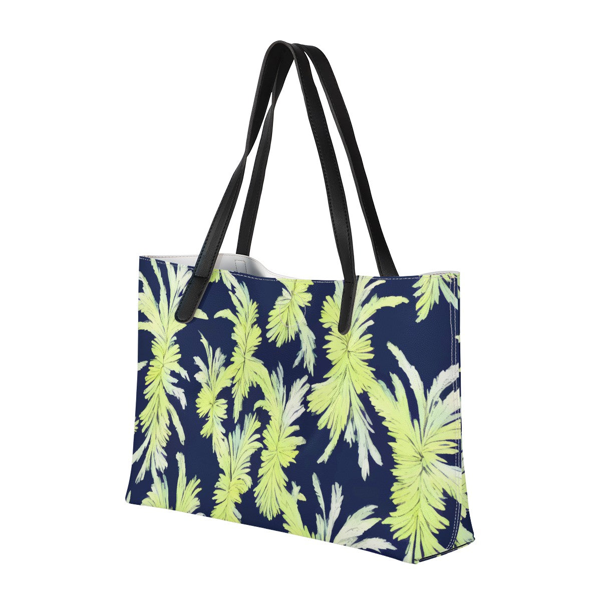 Puakenikeni - Lime Green and Black Shopping Tote Bag - Luxtrini, LLC