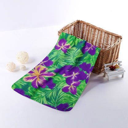 Blue Flag Iris on Green Towel - Luxtrini, LLC