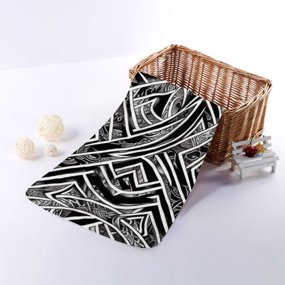 Black and White Polynesian Hand Towel