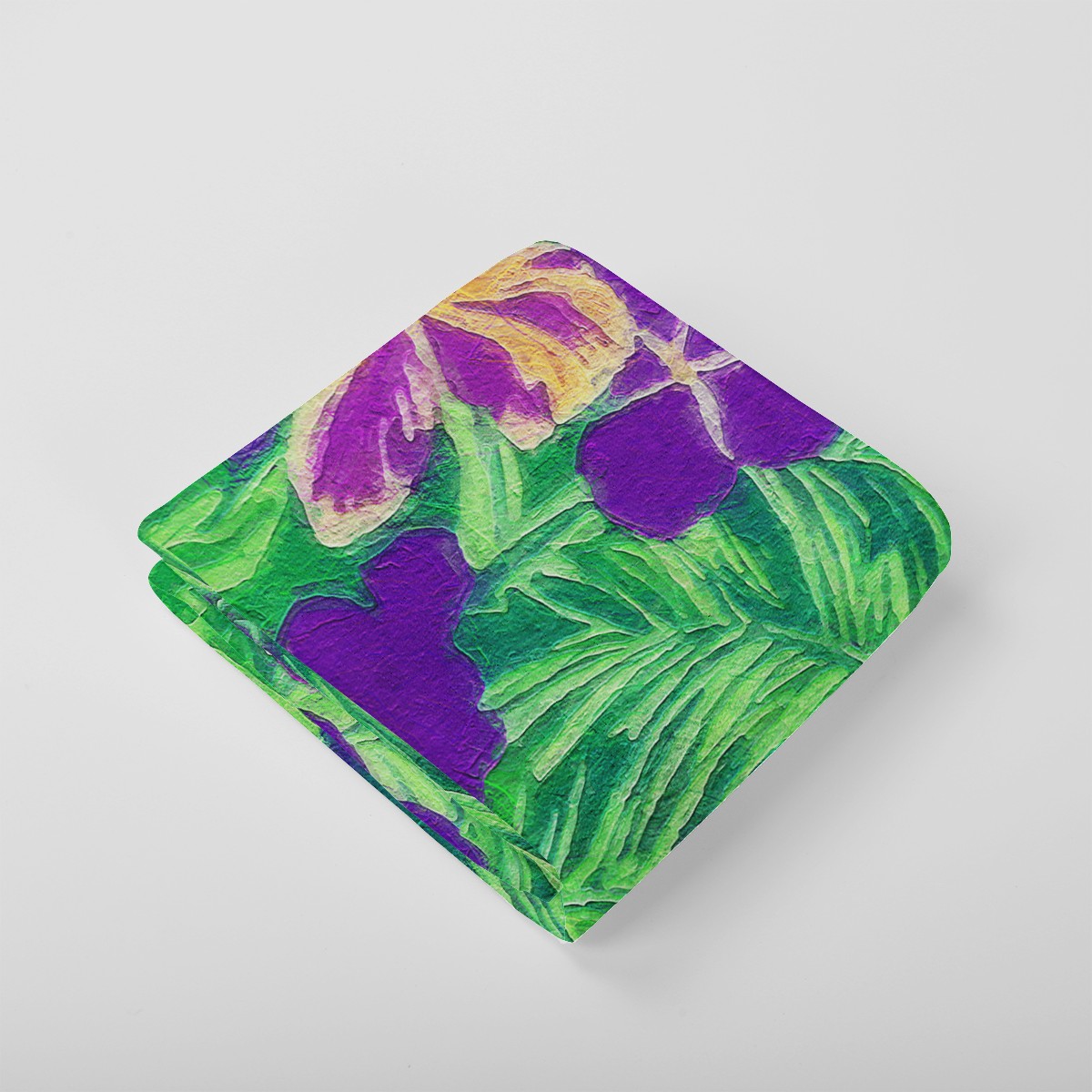 Blue Flag Iris on Green Towel - Luxtrini, LLC