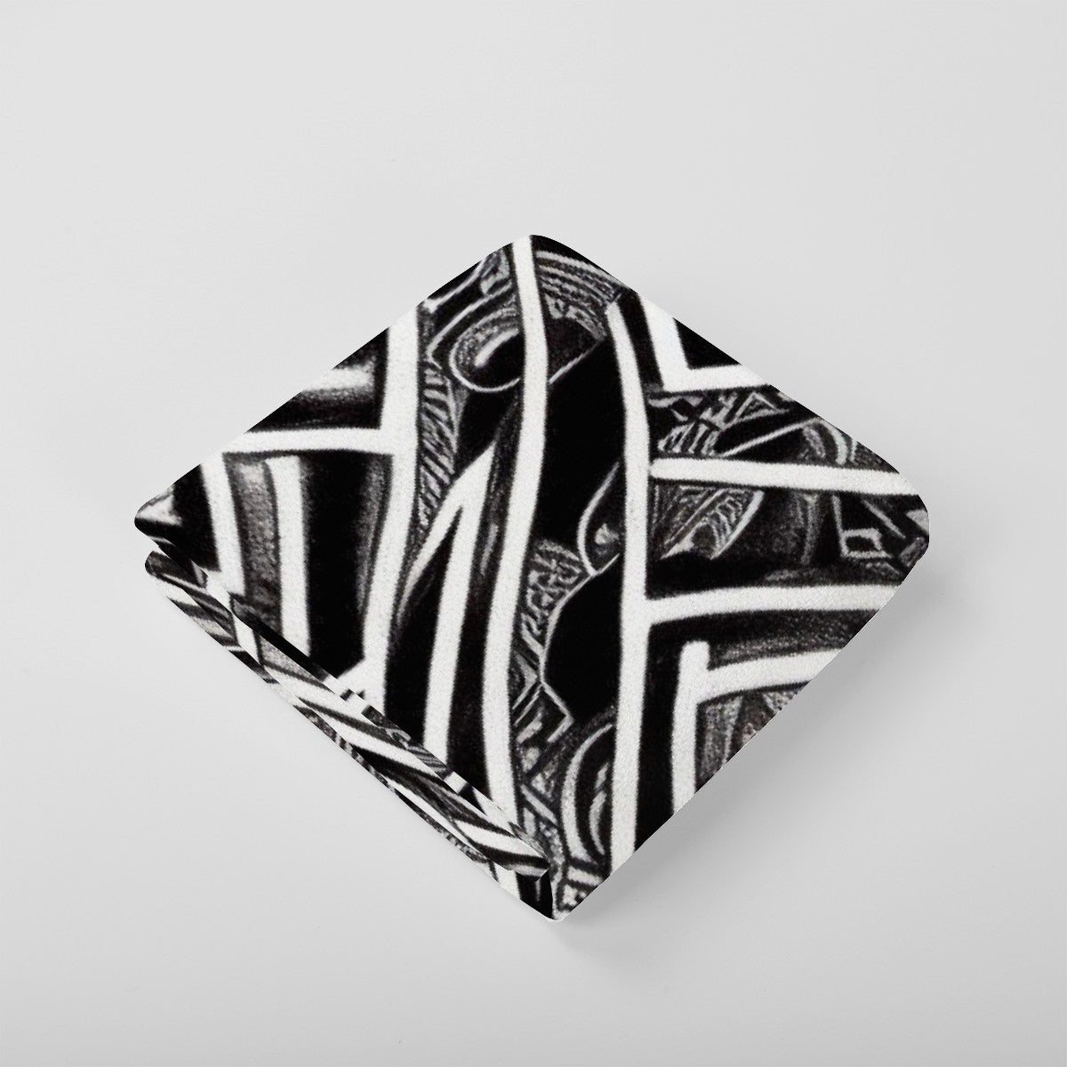 Black and White Polynesian Hand Towel