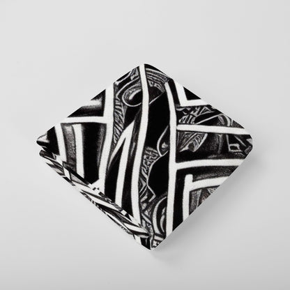 Black and White Polynesian Hand Towel