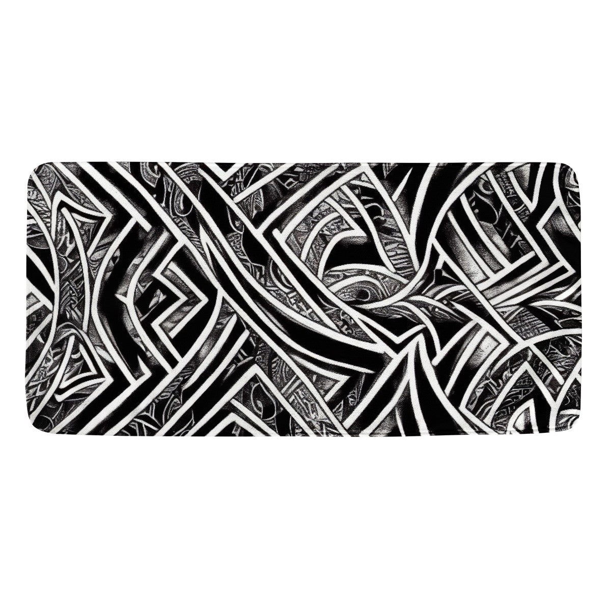 Black and White Polynesian Hand Towel