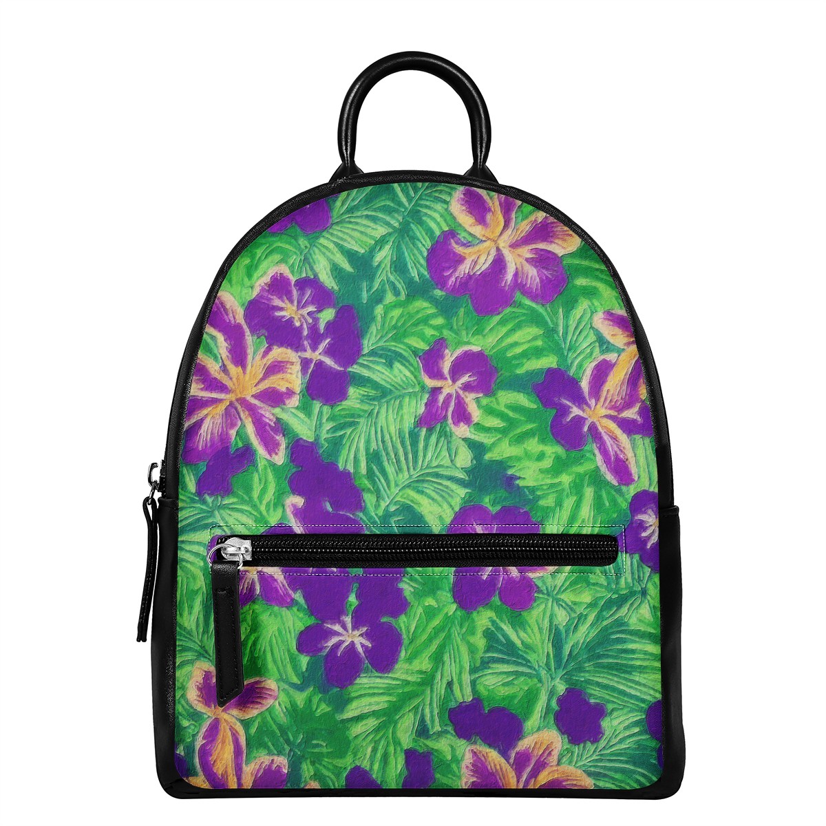 Blue Flag Iris on Green PU Backpack - Luxtrini, LLC