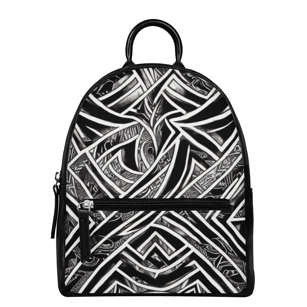 Black and White Polynesian PU Backpack