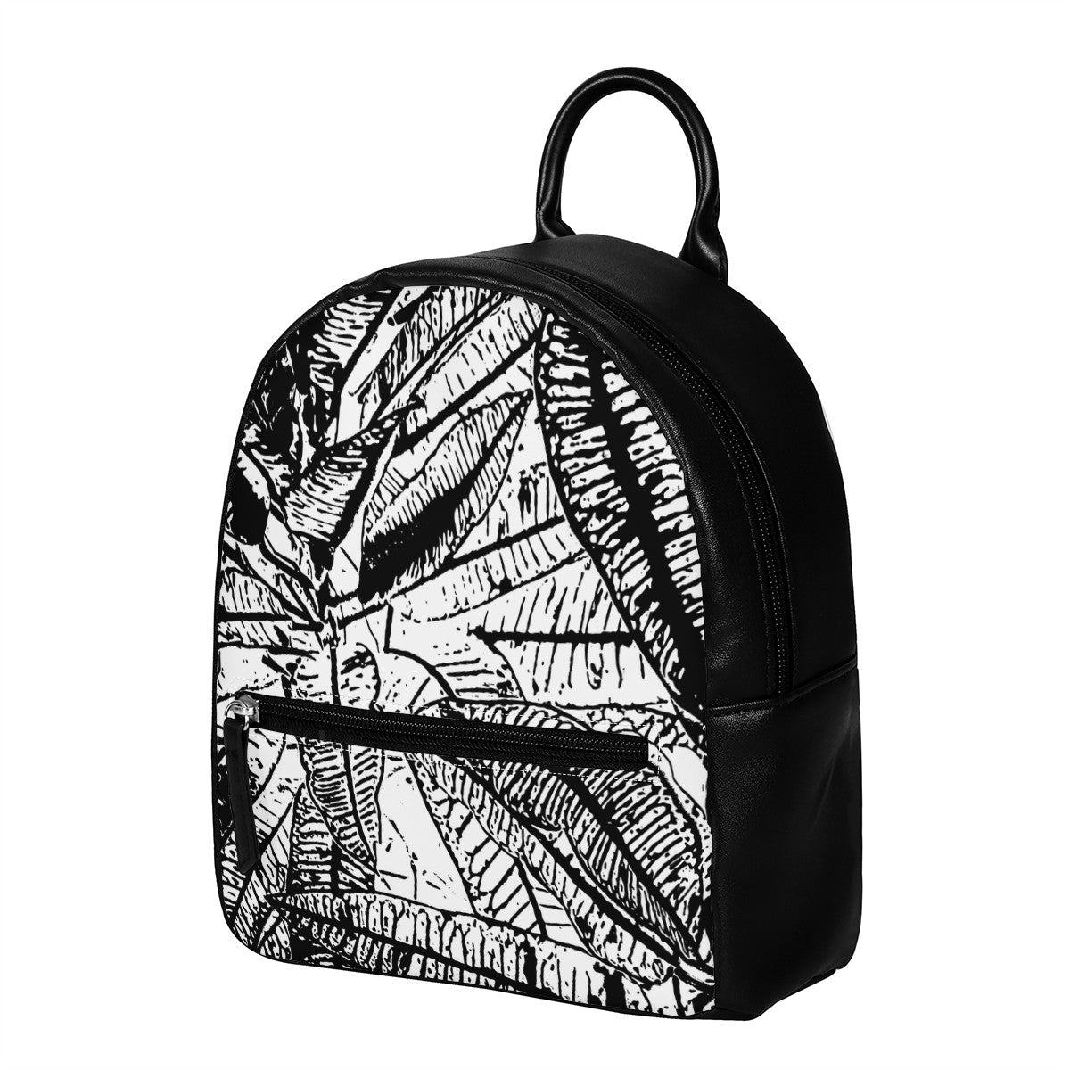 Black and White Croton PU Backpack