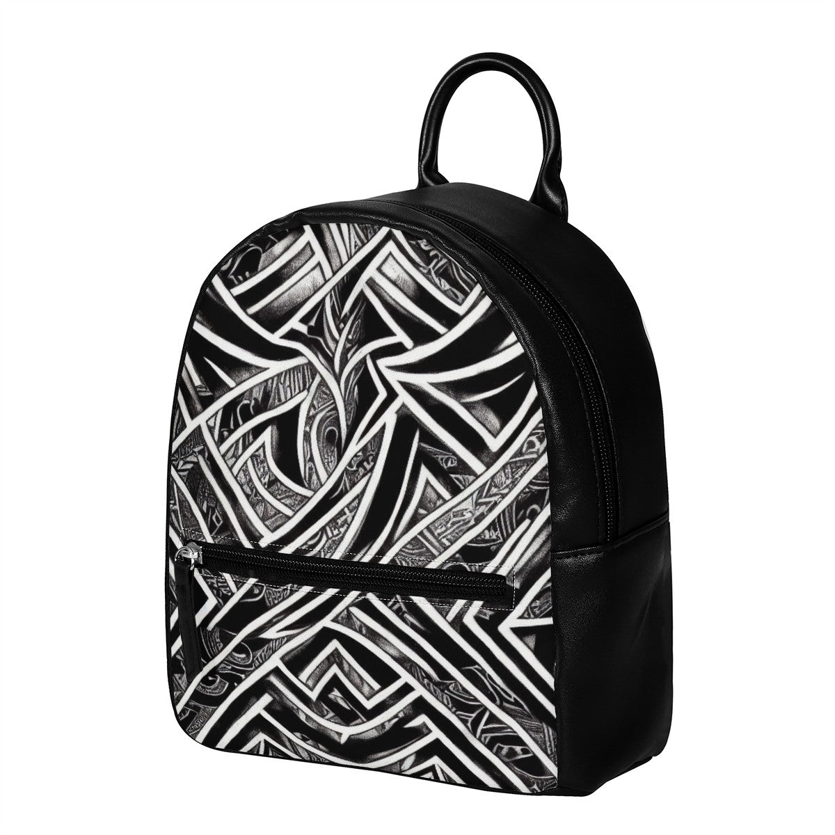 Black and White Polynesian PU Backpack